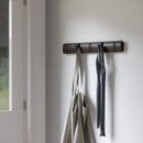 Umbra Flip 5 Wall Mounted Floating Rack – Modern, Sleek, Space-Saving Hanger with Retractable Hooks to Hang Coats, Scarves, Purses, Walnut/Black