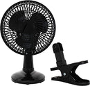 SOHLER 6-Inch Clip Convertible Table-Top & Clip Fan Two Quiet Speeds Black