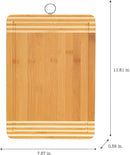 Medium rectangular bamboo cutting board with drip edge on a white background.