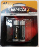 Two Impecca AAA 1.5V alkaline batteries in blister card packaging on a white background.