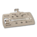 Side view of Taylor oven thermometer showing mounting clip and guide markings