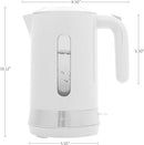 White OVENTE 1.8L electric kettle with ProntoFill lid and water level window, shown on a white background.