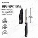 Farberware knife with size dimensions and labeled features