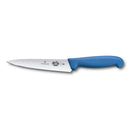 Victorinox 6-inch boning knife with a sharp stainless steel blade and blue ergonomic Fibrox handle.