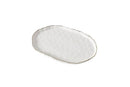 Pampa Bay Portofino medium oval platter with a white hammered texture and gold rim.