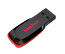 Angled view of SanDisk Cruzer Blade USB drive showing design and connector