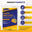 Product packaging with icons highlighting waterproof, dust-proof, and multipurpose benefits