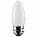 Frosted LED B11 bulb with medium base in a classic torpedo shape