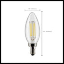 Bulb size chart with labeled dimensions