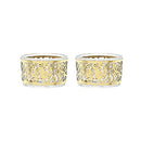 Glass Shabbat tea light holders with gold pomegranate metal decoration for elegant candle lighting