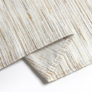 Folded close-up view of the 70x108 stripe-patterned tablecloth in silver and taupe tones