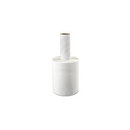Roll of bundle wrap with a 3-inch width and long white stretch film, shown vertically with visible core