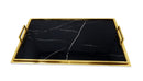 Black Marble Serving Tray Gold Trimmed - Large