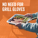 Yukon Glory BBQ 'N Serve Wide Basket Set, featuring a large perforated grill basket with a detachable handle and a solid serving tray.