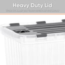 Superio Clear Storage Box with Lid, Plastic Container Bin for Organizing, Stackable Crate, BPA Free, Non Toxic, Odor Free, Organizers (Bin with Hinged Lids, 17"x11.65"x8.75)