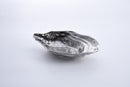 Elegant Pampa Bay Porcelain Large Oyster Bowl with a striking, reflective silver glaze and a realistic oyster shell shape.