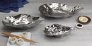 Elegant Pampa Bay Porcelain Large Oyster Bowl with a striking, reflective silver glaze and a realistic oyster shell shape.