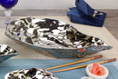 Elegant Pampa Bay Porcelain Large Oyster Bowl with a striking, reflective silver glaze and a realistic oyster shell shape.