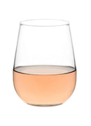 One of six Lav Gaia 16.25 oz clear stemless wine glasses