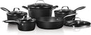 Upgrade your kitchen with the Starfrit The Rock Diamond 10-piece cookware set, engineered for exceptional performance and long-lasting durability. Made from forged aluminum and enhanced with advanced Rock.Tec surface technology, each piece boasts superior non-stick properties and ultimate scratch resistance — even when using metal utensils. The set includes a versatile selection of pots and pans with tempered glass lids, all compatible with gas, electric, ceramic, and halogen stovetops. Stainless steel hand