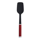 KitchenAid silicone spoon spatula in empire red with curved sides and a flexible head, shown on a white background.