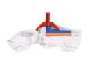 Orange floor squeegee with red mop holder and silver threaded handle, designed for hardwood and marble floors, shown on a white background.