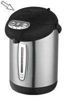 Black replacement lid for an electric hot water pot.