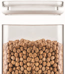 A clear cylindrical container with Clear airtight Lid.