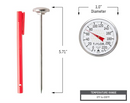 Taylor 1-inch dial analog meat thermometer with red pocket sleeve clip for grilling and cooking, displayed on a white background.