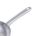 Close up of Culinary Edge stainless steel Bakelite handle, displayed on a white background.