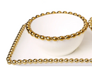 close up of bowl relish dish with gold beaded rim