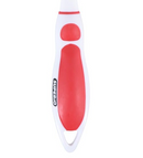Red Superio bottle brush with rubber handle and stainless steel core, displayed vertically on a white background.