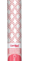 Roll of Arbor Rose self-adhesive vinyl shelf and drawer liner unrolled to show floral design, with pink and green tones on a white background.