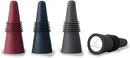 Silicone Wine Stoppers, featuring a ribbed design for a secure seal, in a convenient multi-pack including maroon, blue, grey, and black colors.