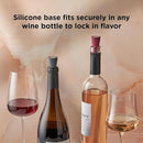 Silicone Wine Stoppers, featuring a ribbed design for a secure seal, in a convenient multi-pack including maroon, blue, grey, and black colors.
