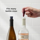 Silicone Wine Stoppers, featuring a ribbed design for a secure seal, in a convenient multi-pack including maroon, blue, grey, and black colors.