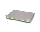 Joseph Joseph 3-piece multicolor cutting board set in a slim under-shelf hanging case on a white background.