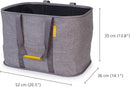 Grey Joseph Joseph collapsible 55L laundry basket with fabric handles, standing upright on a white background.