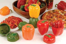 Red Hutzler Pepper Saver container shaped like a bell pepper on a white background.