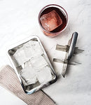 RSVP International Endurance Cocktail Collection, Retro Ice Cube Tray, Stainless Steel, Dishwasher Safe, 7.25x5x2.5"
