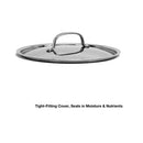 A polished stainless steel lid