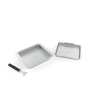 Yukon Glory BBQ 'N Serve Wide Basket Set, featuring a large perforated grill basket with a detachable handle and a solid serving tray.