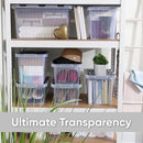 Superio Clear Storage Box with Lid, Plastic Container Bin for Organizing, Stackable Crate, BPA Free, Non Toxic, Odor Free, Organizers (Bin with Hinged Lids, 17"x11.65"x8.75)
