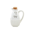Pitcher-shaped ceramic shaker with "Shake It Up" text displayed on a white background.