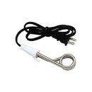 Instant immersion heater in nickel-plated brass, designed for portable use, displayed on a white background.