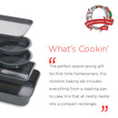 Elbee Home 8 Piece Baking Pan Set, Patented Space Saving Self Storage Design, Nonstick Carbon Steel Bakeware Set