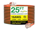 Go Green Power Inc. 16/3 25ft Outdoor Extension Cord with Lighted End - Contractor Grade, Durable, and Moisture Resistant - Ideal for Heavy Duty Tools - GG-13725