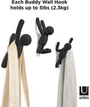 Umbra Buddy Decorative Wall Mounted Hooks Set of 3, Black