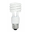 A white Satco S7219 compact fluorescent light bulb is shown against a white background. The bulb has a T2 mini spiral shape and a standard E26 medium screw base. The product specifications indicate it is a 13-watt bulb producing a 5000K daylight white light at 120 volts, equivalent in brightness to a 60-watt incandescent bulb, and is suitable for use in enclosed fixtures. This is an energy-efficient lighting option providing bright, natural-looking light.