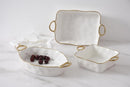 Pampa Bay Porcelain Oval Baking Dish, Golden Handles